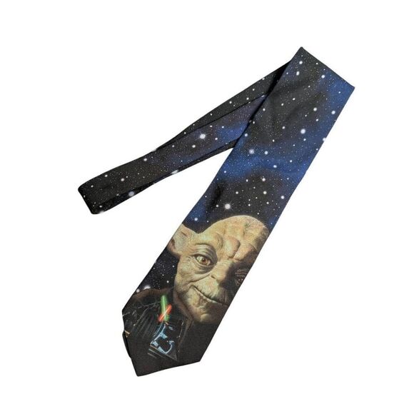 Vintage Ralph Marlin Star Wars Yoda Space 1995 Men's Necktie Tie - Picture 1 of 3